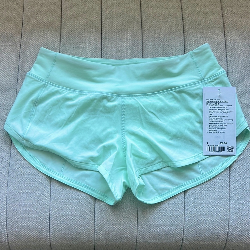 Lululemon Speed Up Low Rise 2.5” Short in Mint Green Mimo (mint moment)